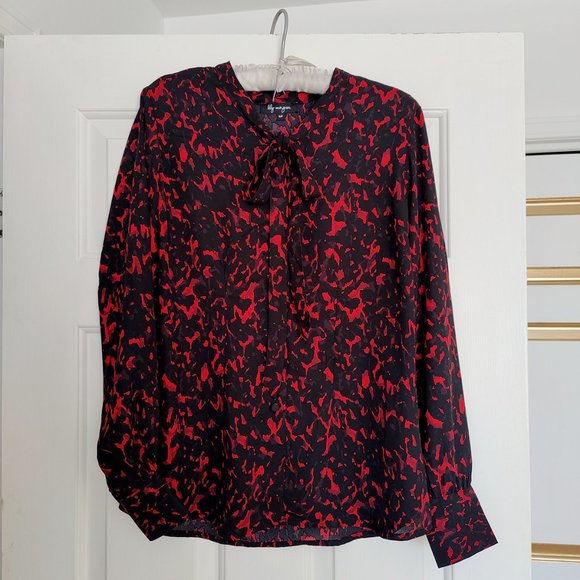 Lily Morgan Tops - Lily Morgan Small Red / Black Button down blouse